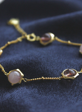 推荐新品桃花星球手链天然草莓晶