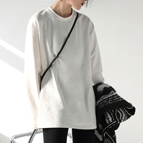 CHICVEN brief PURE COLOR LOOSE LONG SLEEVE STACK WEARING WHITE T-SHIRT WOMAN 100 lap mid-length jacket with undershirt autumn and winter style