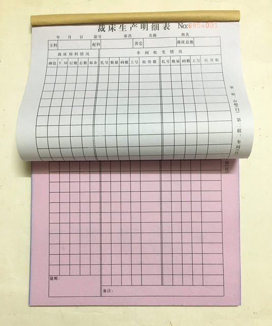 6 Cut sheet production details form