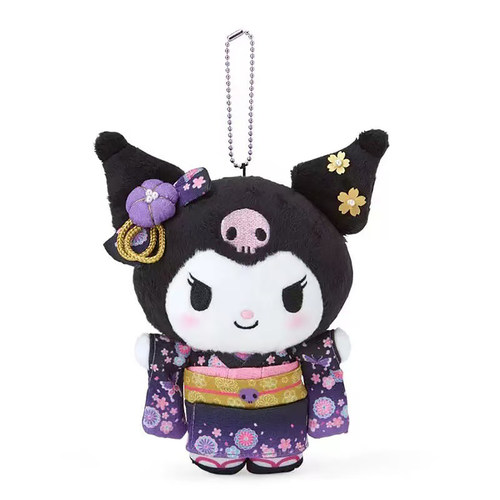 日本正版HelloKitty花火祭和服公仔kt猫毛绒玩偶钥匙扣礼物包挂件 - 图1