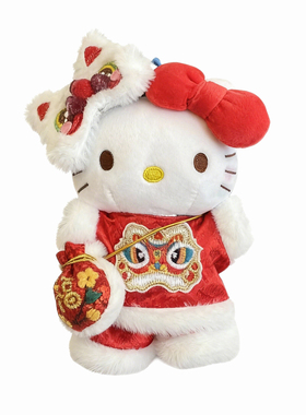 日本正版HelloKitty围巾糖葫芦新年喜庆挂件kt猫玩偶摆件毛绒公仔