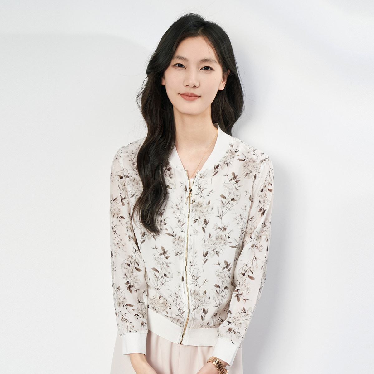 春竹2025春季新款时尚休闲印花长袖气质百搭短款女士宽松开衫