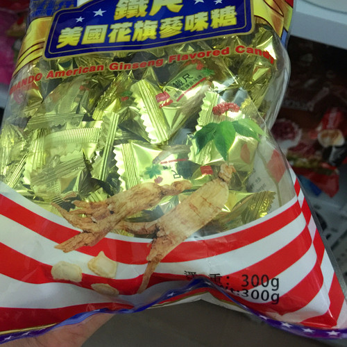美国袋装包装铁尺原粒花旗参味糖润喉糖人参糖600g家庭装包邮 - 图2
