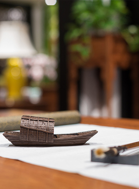 铜乌篷船一帆风顺摆件