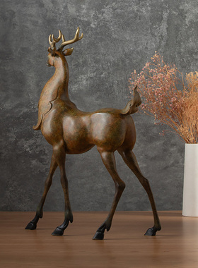 黄铜九色鹿摆件一鹿平安新中式