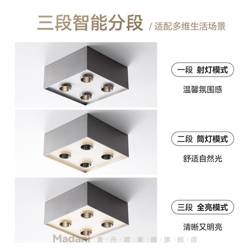 麦丹妮包豪斯明装斗胆灯不锈钢筒射一体吸顶灯防眩免开孔无主灯具 - 图0