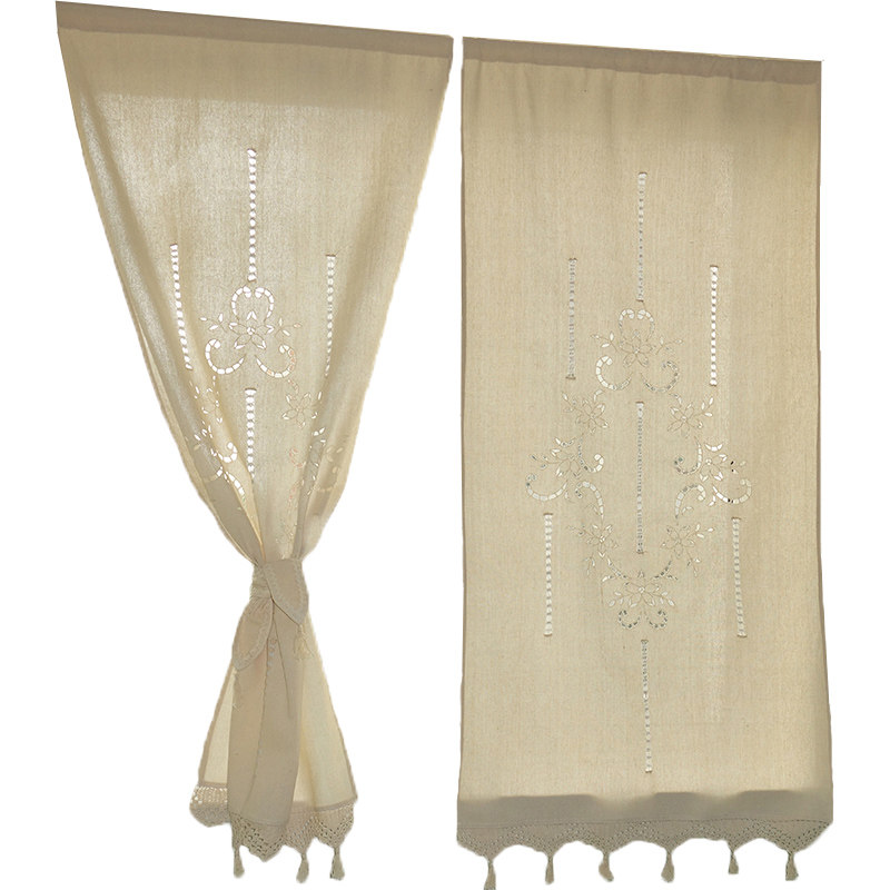 手工文艺中式美式复古飘窗成品窗帘遮阳棉麻半帘短帘遮光卧室门帘,淘宝优惠券,粉丝福利购,淘宝优惠卷