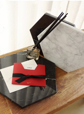 装饰摆件天然大理石北欧客厅托盘