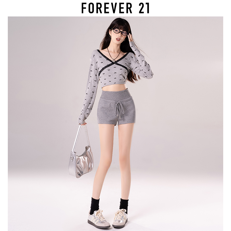 Forever 21高腰提臀辣妹短裤女夏季薄款外穿热裤高腰显瘦休闲裤子