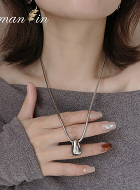 银色水滴粗链条百搭气质项链