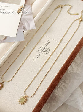 葡萄紫色吊坠项链女小众