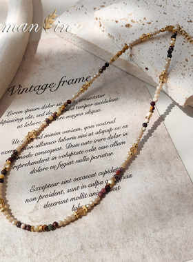 奶茶色天然石串珠项链美拉德百搭