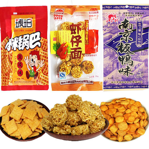 吃的食品零食虾仔面五毛钱小锅巴干脆怀旧休闲小吃大全90后大礼包 - 图3