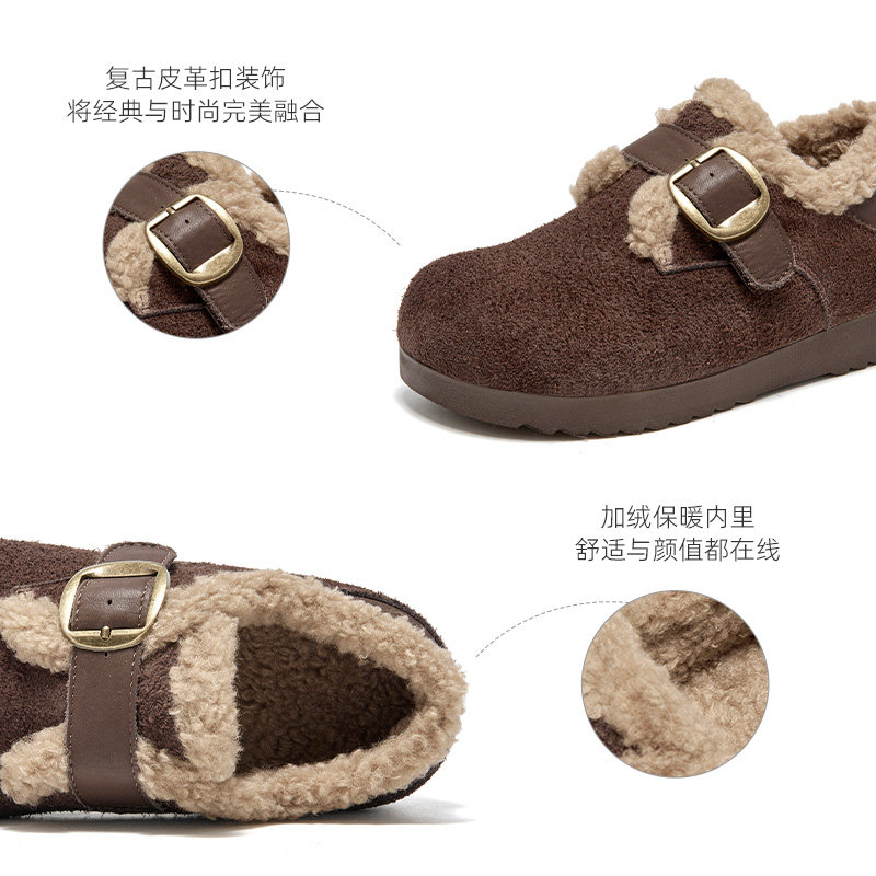 【商场同款】厚底勃肯鞋女全包加绒2025秋新款真皮软底内增高单鞋,淘宝优惠券,粉丝福利购,淘宝优惠卷