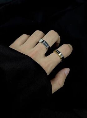 潮男女情侣钛钢原创设计字母戒指