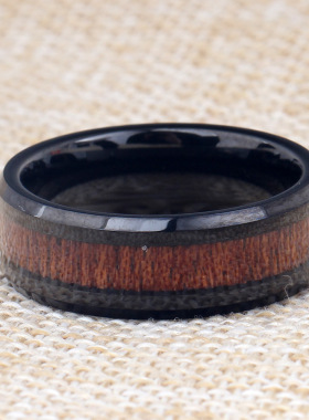 欧美风男士钨钢黑色镶嵌复古戒指