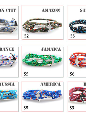 热卖 船锚手链 鱼钩维京海盗 SA8银色 美国