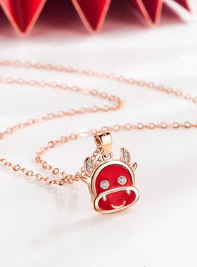 抖音红色项链本命年小巧吊坠