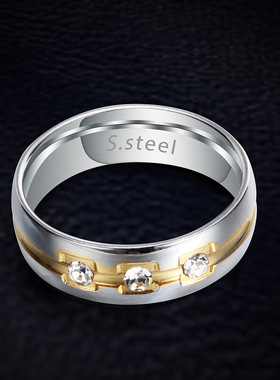 饰品镶钻男士钛钢戒指