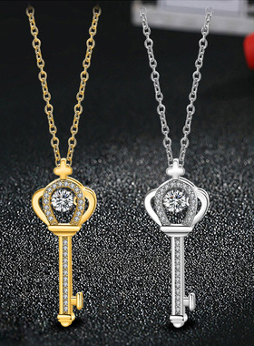 钥匙灵动风锆石镶钻项链吊坠