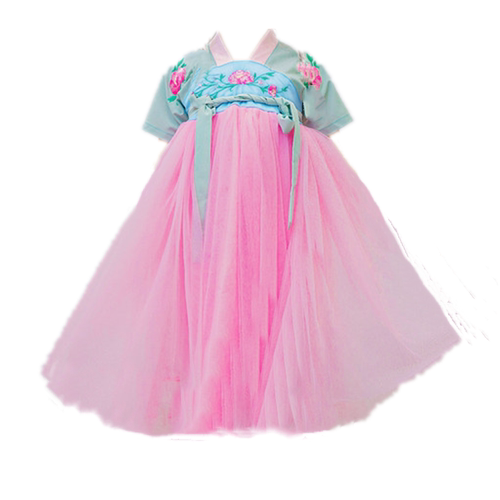 儿童桃花笑汉服舞蹈服胭脂妆有位姑娘春三月演出服女童小城瑶服装 - 图3