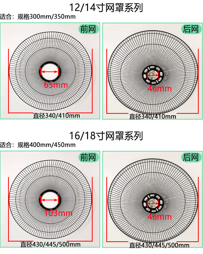 电风扇网罩钻石三角家用台扇壁扇落地扇16寸扇通用加硬铁网罩配件 - 图2