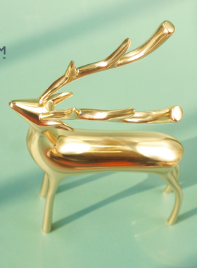 纯铜鹿金色电视柜饰品轻奢