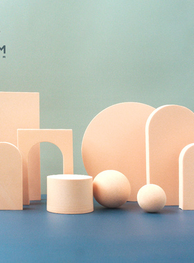 粉色模块泡沫拱门立体化妆品圆球