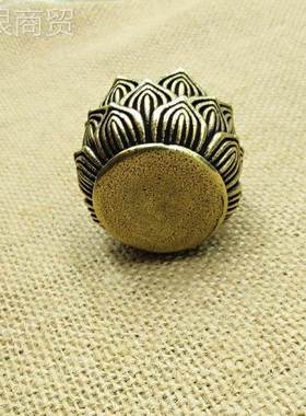 镂空炉花香铜带盖子熏莲香炉摆件古玩铜莲花（小黄器莲花小香炉小