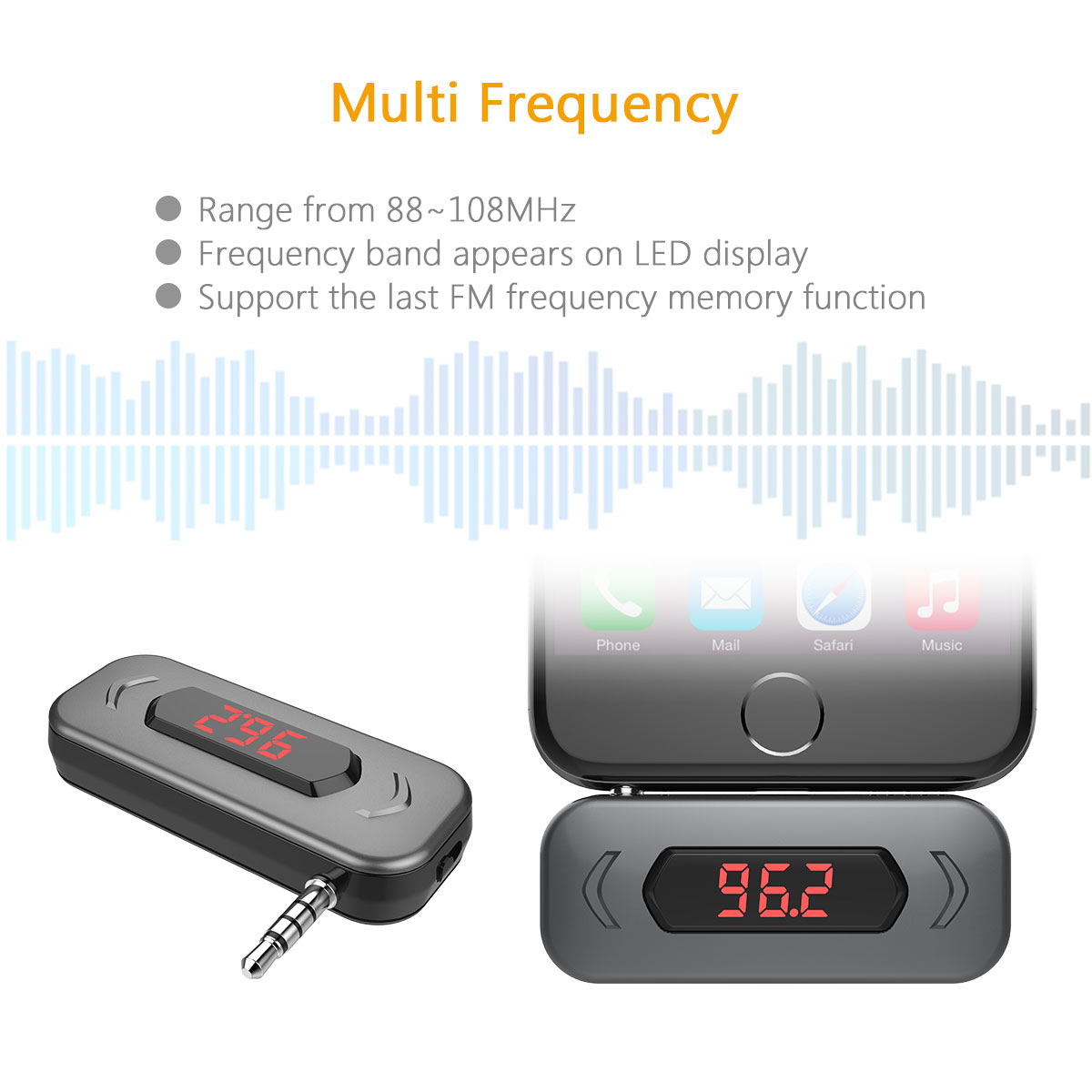 通用车载FM发射器调频发射器FM音频发射器手机通用汽车免提电话 - 图0