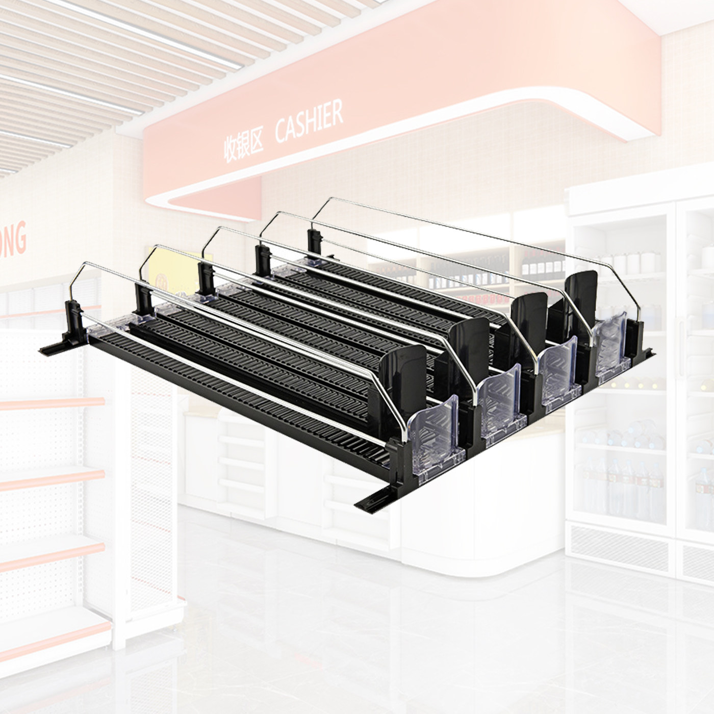 超市冰柜饮料滑道推进器滚珠款助推器自动补位家居饮料收纳放置架,淘宝优惠券,粉丝福利购,淘宝优惠卷