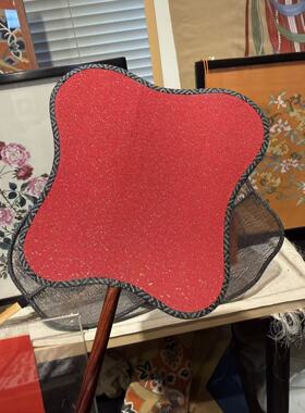 老红木缂丝团扇15/38cm