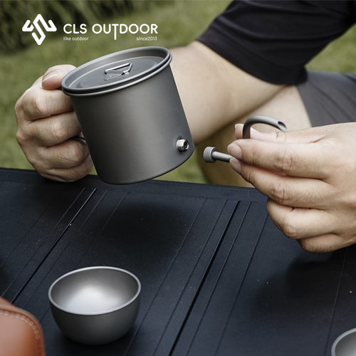 CLS纯钛茶具户外旅行泡茶壶便携露营烧水壶套装超轻随身茶壶茶杯 - 图0