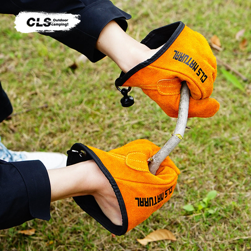 CLS户外隔热防烫BBQ手套头层牛皮野营生火烧烤防滑钓鱼防护手套,淘宝优惠券,粉丝福利购,淘宝优惠卷