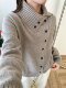 Korean high-neck diagonal-breasted alpaca soft and waxy knitted cardigan for women 2025 autumn and winter new casual loose sweater