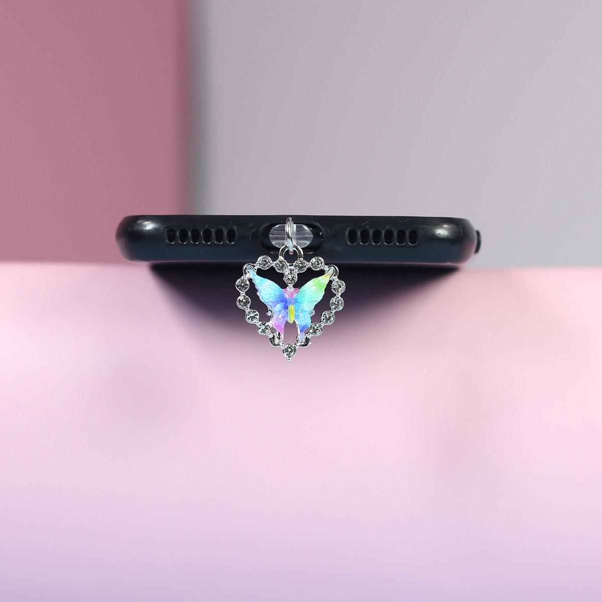 爱心水钻蝴蝶手机防尘塞挂饰挂件吊饰吊坠配件装饰品情人节礼物