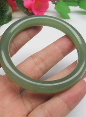 天然玉石新疆和田玉青海料高冰绿玉手镯手环女款正圈正品时尚百搭