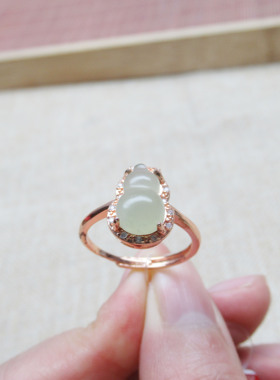 玉阅珠宝和田玉青白玉葫芦戒指