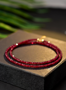 天然红宝石项链女18k金翡翠玉石吊坠手链串鸽血红颈链送女友礼物