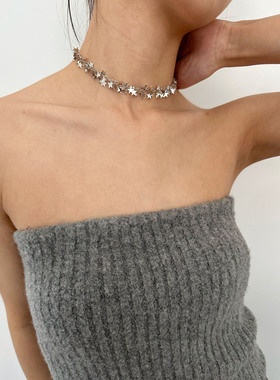 星星流苏银色五角星项链