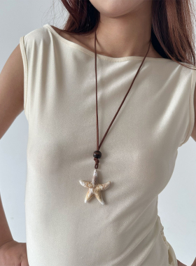 atmshop复古民族风海洋度假立体海星吊坠ins麂皮绳长项链自由调节