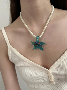 度假海洋可爱海星锁骨链