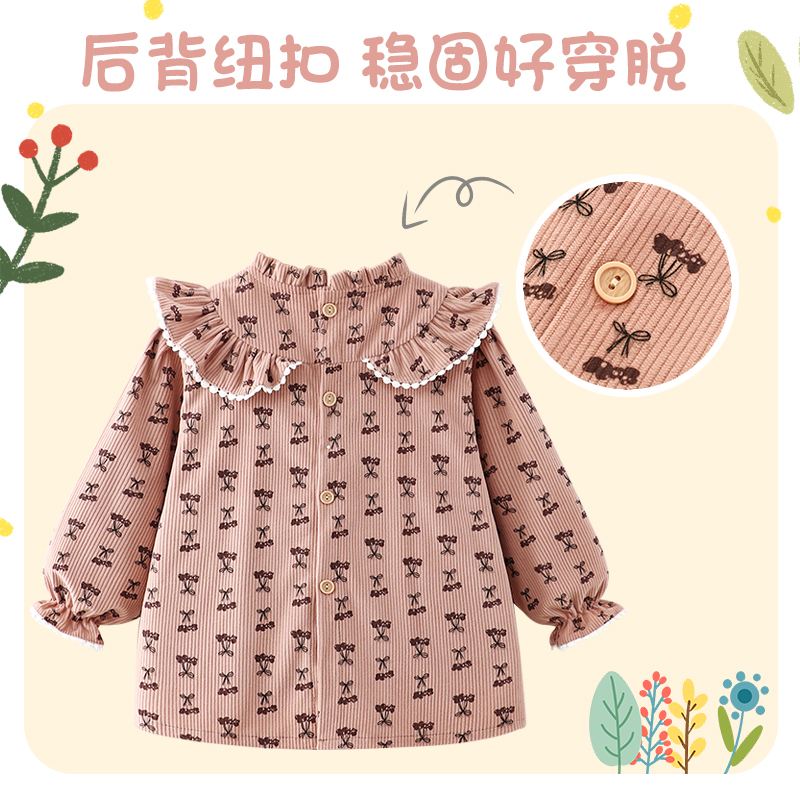 Baby girl wears smock, princess style eating apron, children's bib, waterproof and anti-dirty, girl wears corduroy backwards