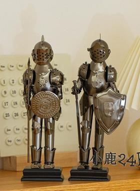 纯金属装饰欧式铁艺武士手握装备