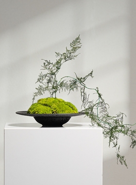 新中式永生苔藓花艺电视柜仿真文竹艺酒店样板间假花软装饰品摆件