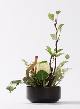 新中式仿真花禅意盆景花艺绿植