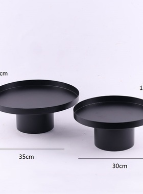 新中式风黑色圆形茶几收纳托盘