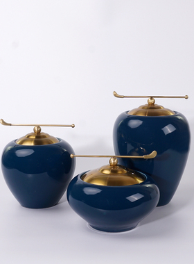 新中式风翡翠绿色软装饰储物罐