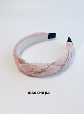 明星同款发箍珍珠水钻网纱