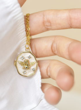 ins宠物照片定制纪念相盒天使项链相框情人情侣照片打印相册吊坠